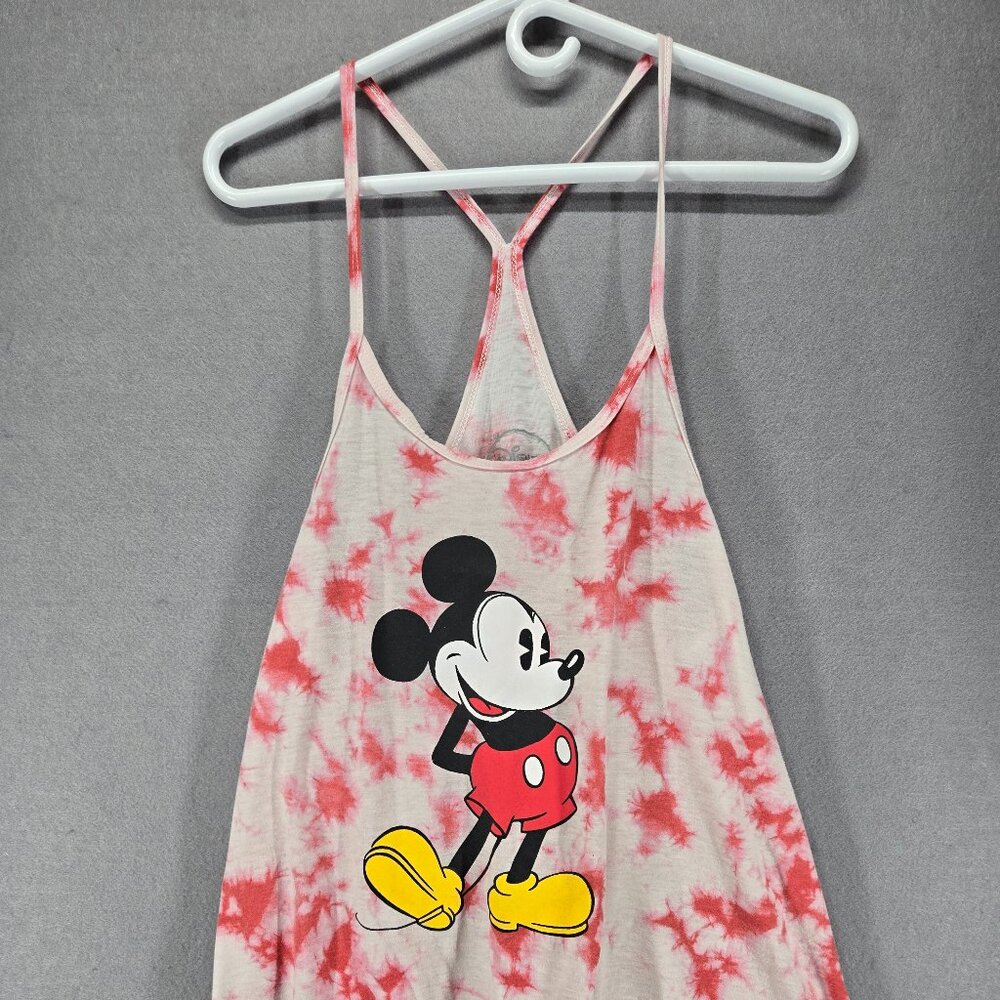 Disney Women's Mickey Mouse Racerback Spaghetti Strap Tank Top, Tye Dye Red, Lg